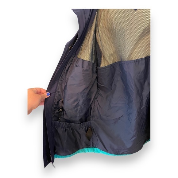 VTG 80s/90s Eddie Bauer Teal‎ Pink Gore-Tex Hooded Jacket Womens Medium - Picture 7 of 16